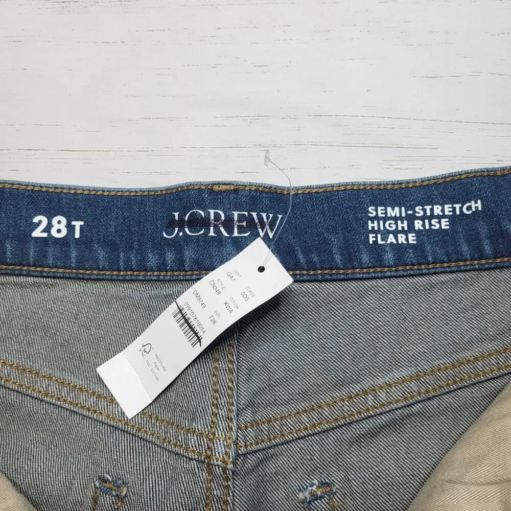 J Crew Tall Vintage Flare Jeans Semi Stretch High Rise Medium Kate Wash 28T